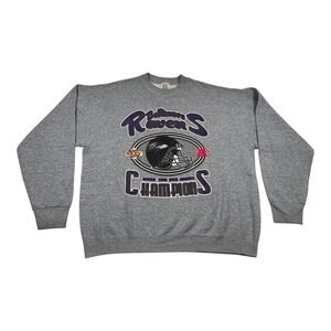 Vintage Baltimore Ravens Sweatshirt Mens XL NFL AFC Champions Super Bowl XXXV